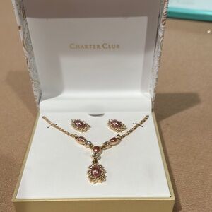 Charter Club Gold and Pink Floral Necklace